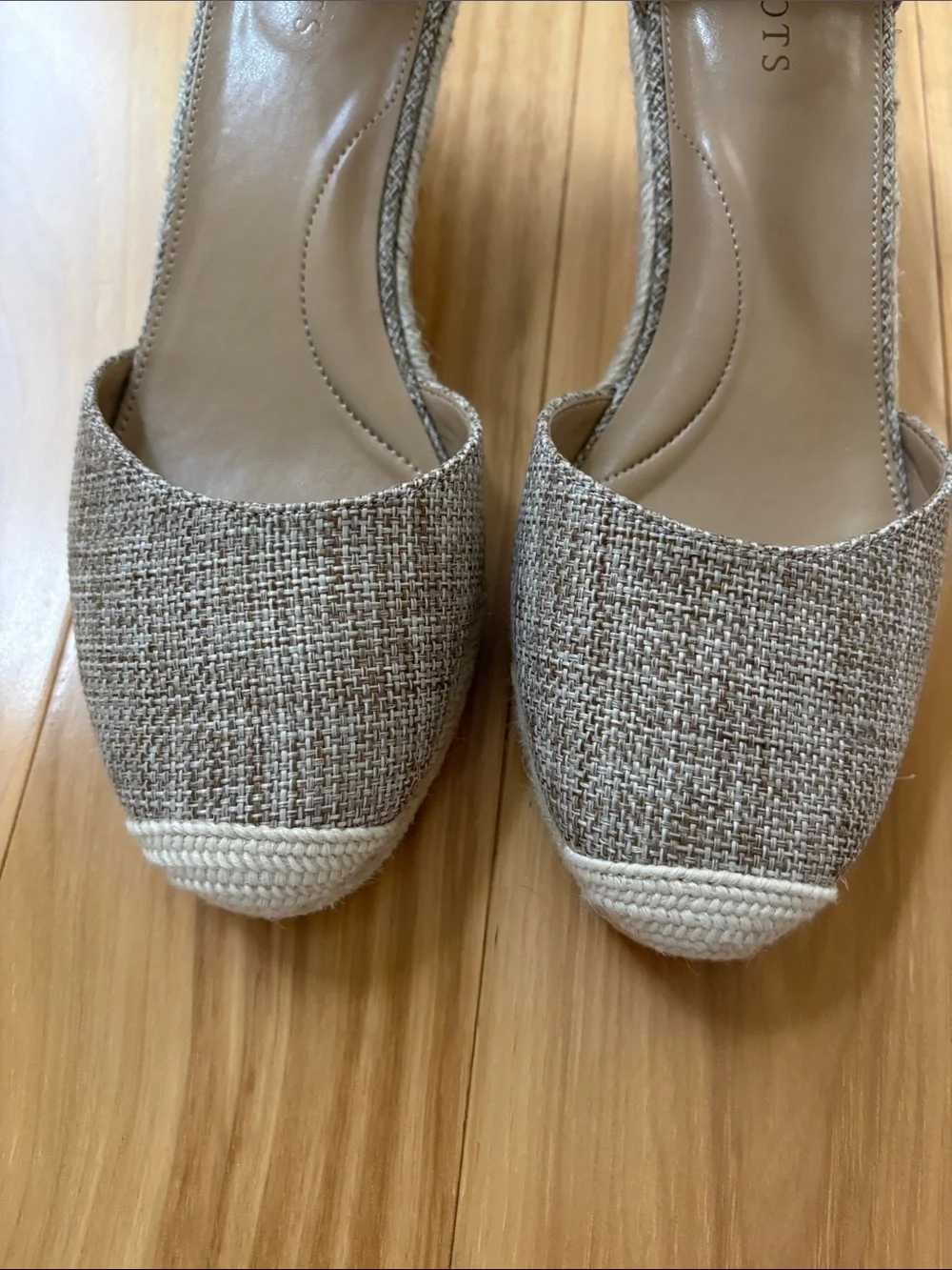 Talbots Neutral Tweed Espadrille Wedge Sandals - Neutral Beige Size 8 M